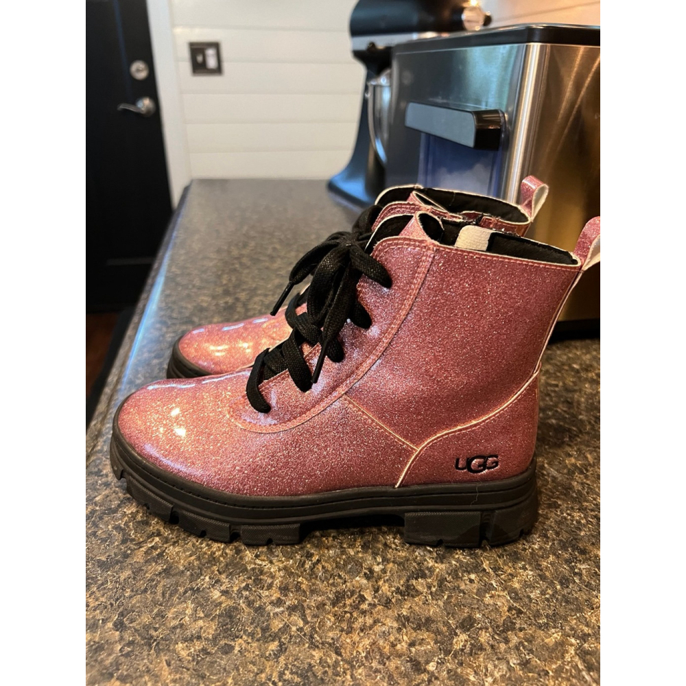 UGG - KIDS ASHTON LACE UP GLITTER ANKLE BOOTS - Picture 4 of 12